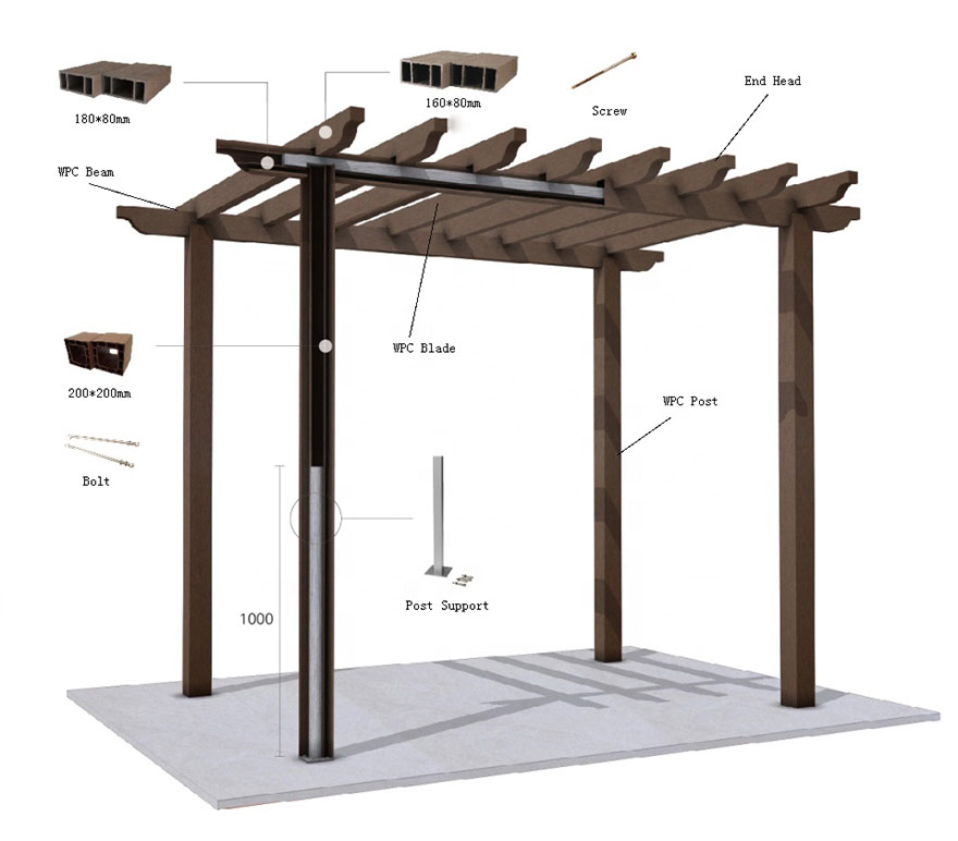 outdoor composite wpc pergola